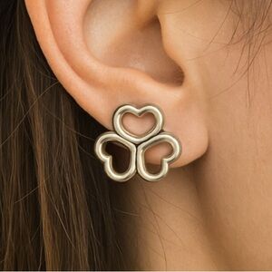 Tiffany & Co Silver Heart Clover Stud Earrings